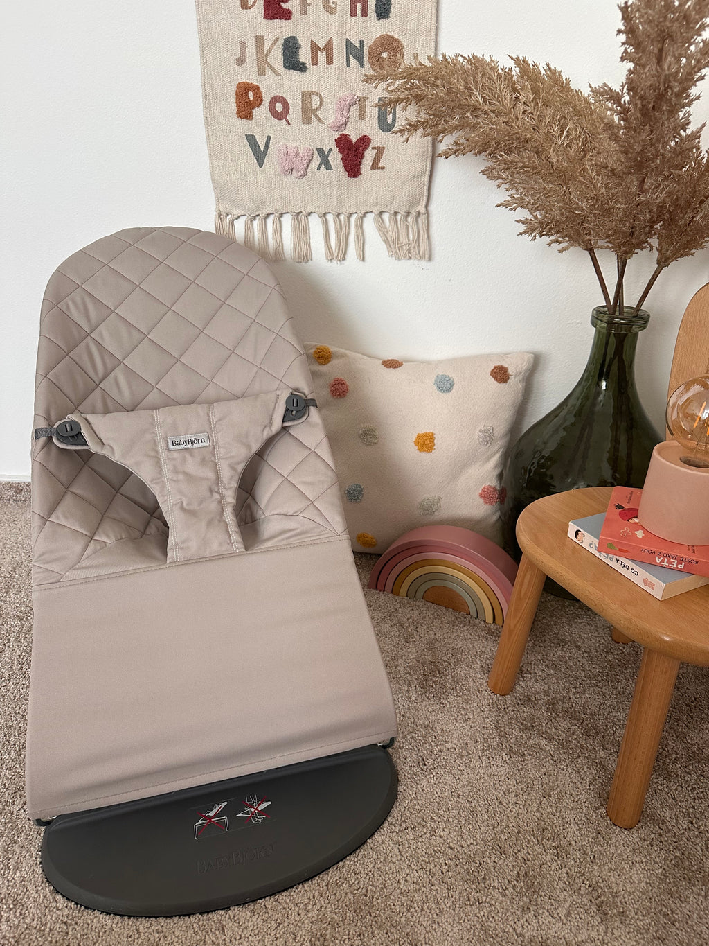 BabyBjörn lehátko Bliss Woven Sand Grey