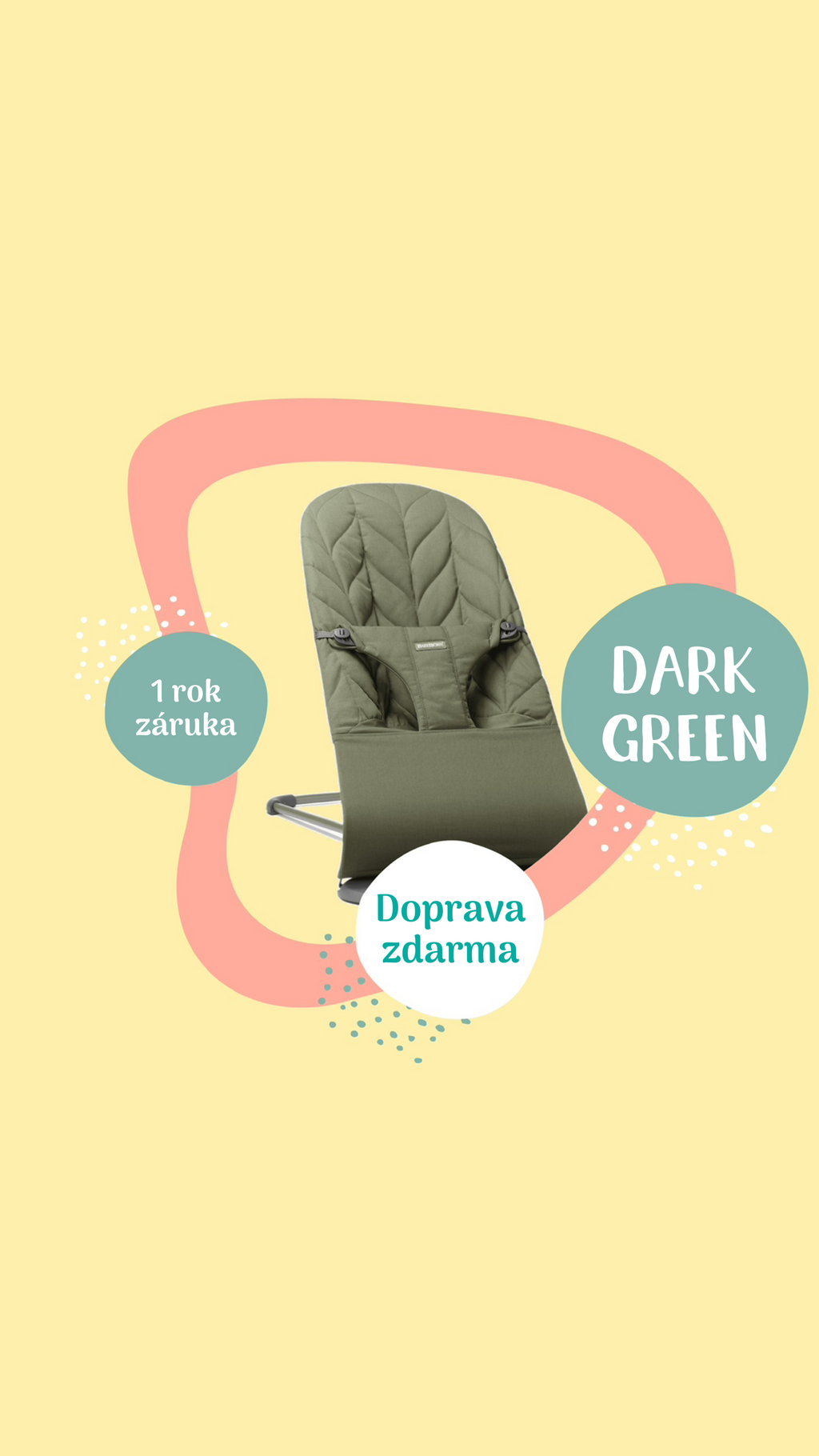 BabyBjörn lehátko Bliss Woven Petal Dark Green