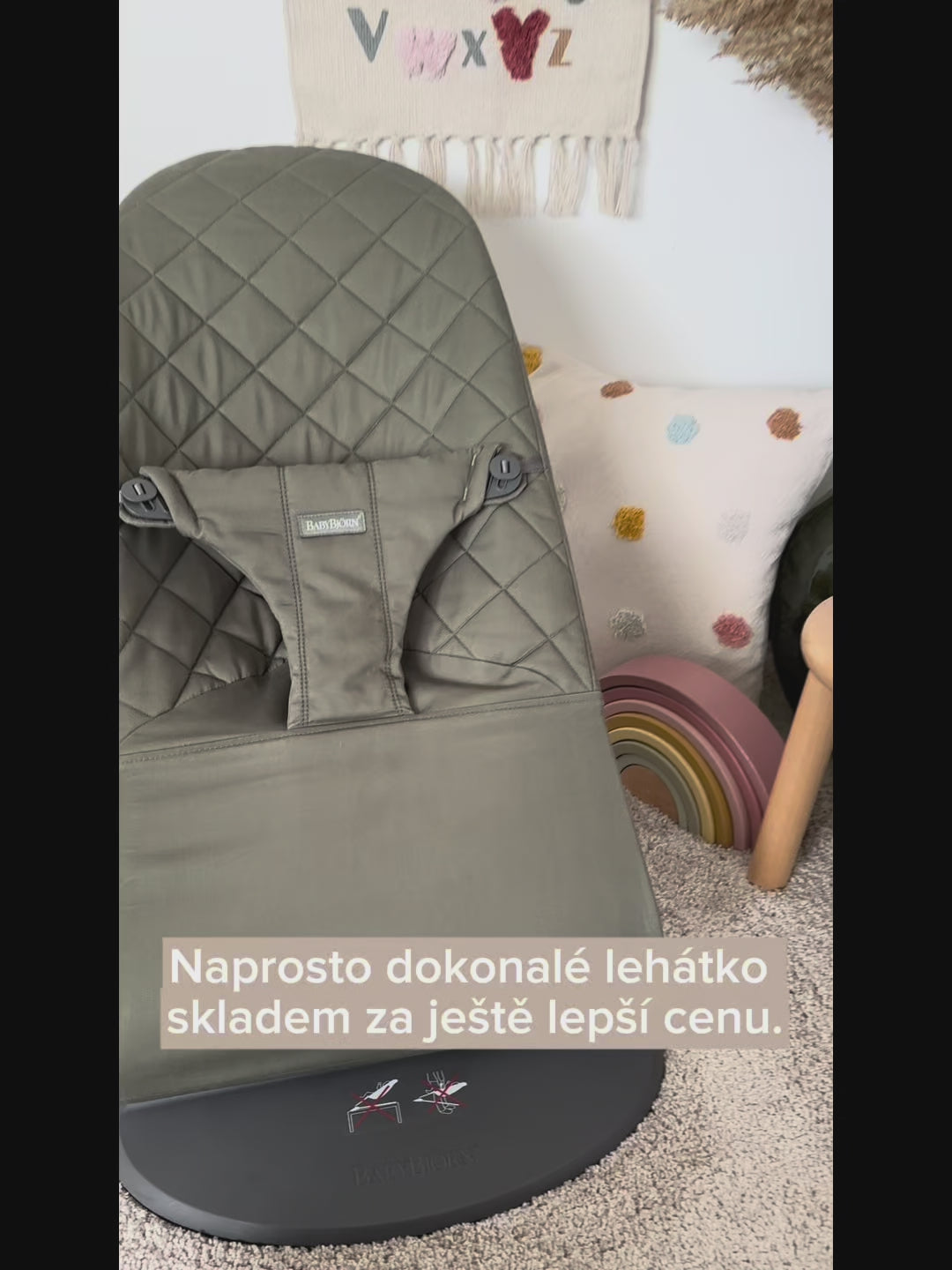 BabyBjörn lehátko Bliss Woven Dark Green