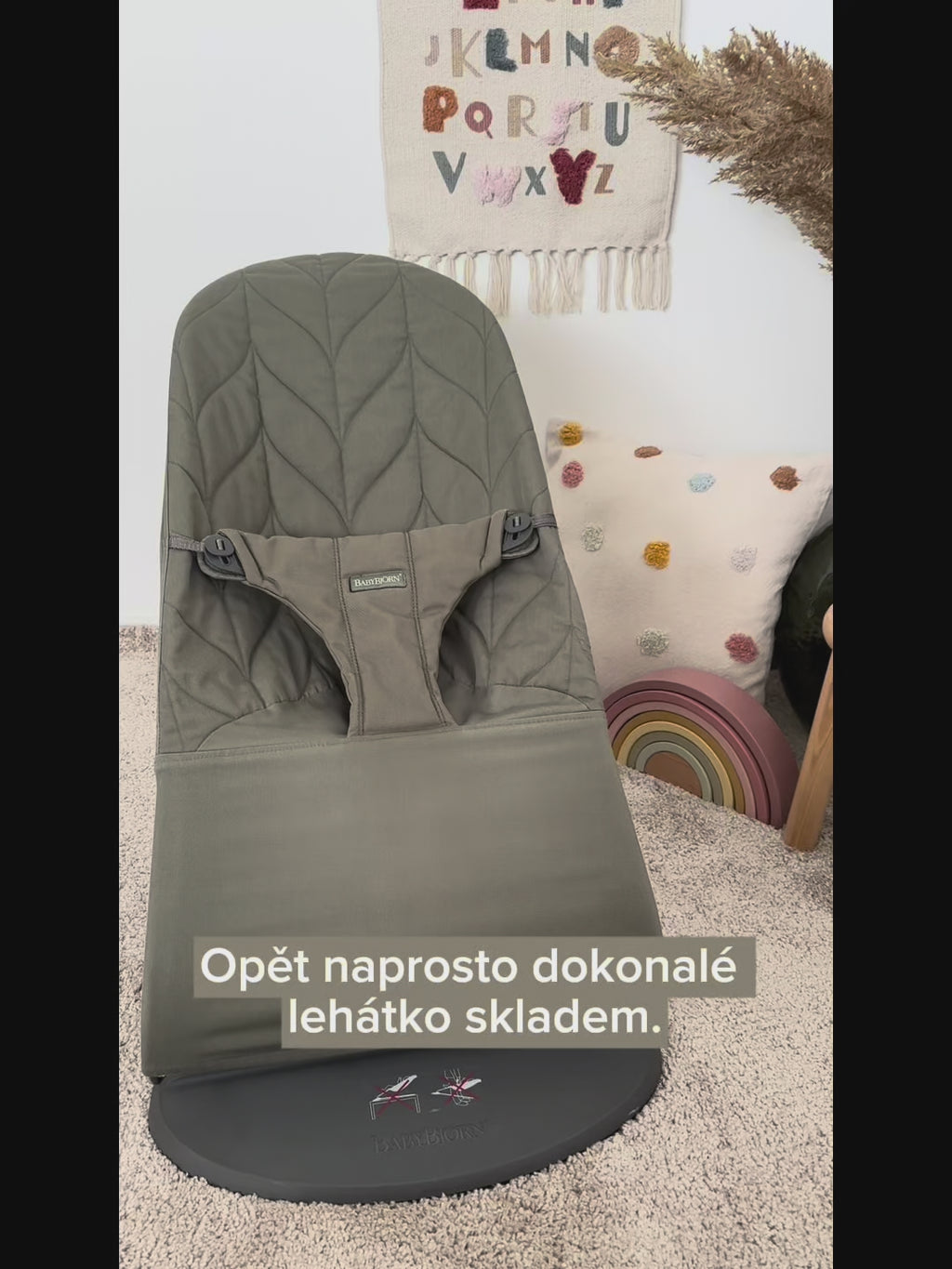 BabyBjörn lehátko Bliss Woven Petal Dark Green