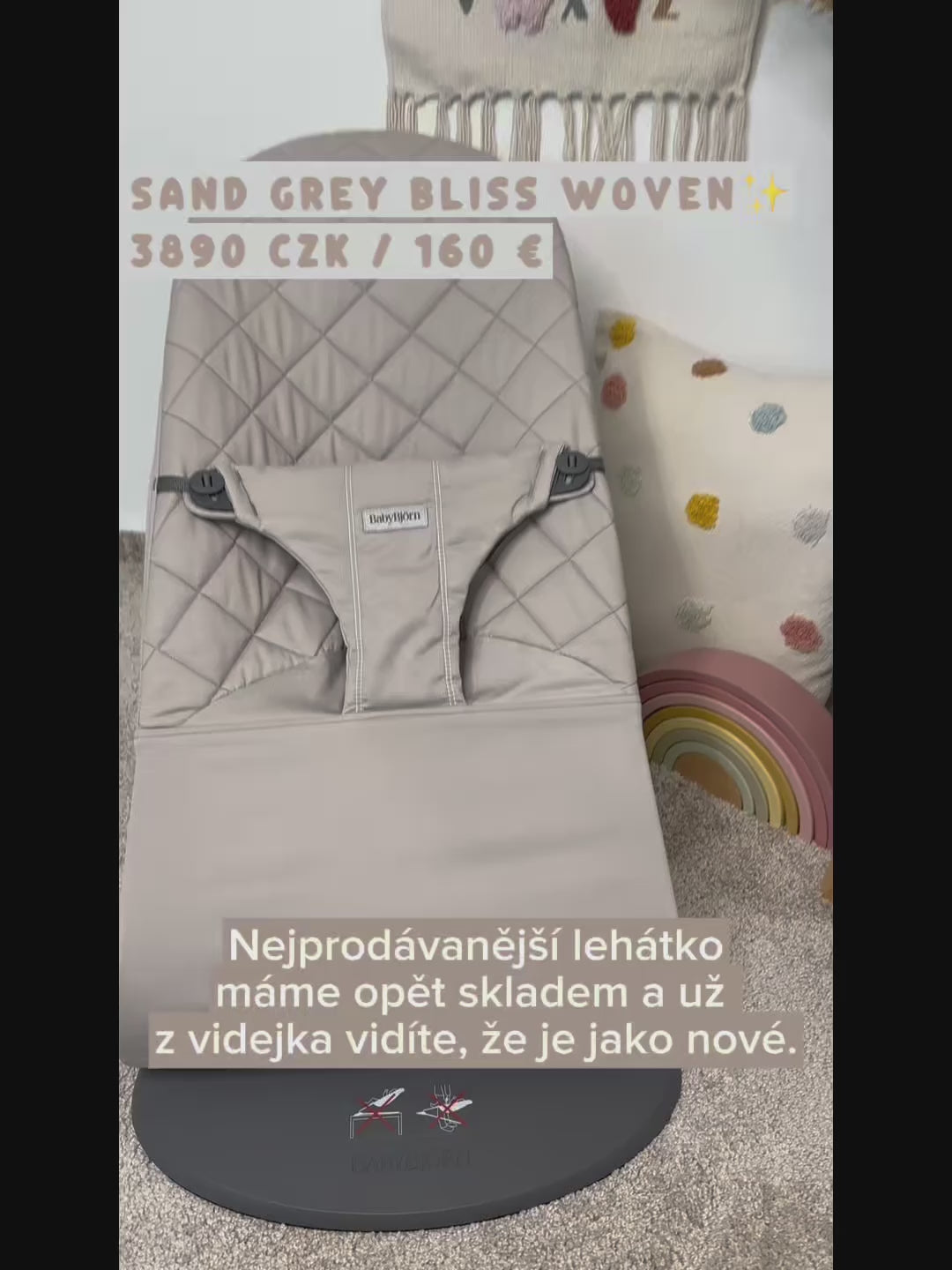 BabyBjörn lehátko Bliss Woven Sand Grey